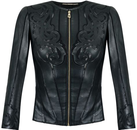 versace collection laser cut leather jacket